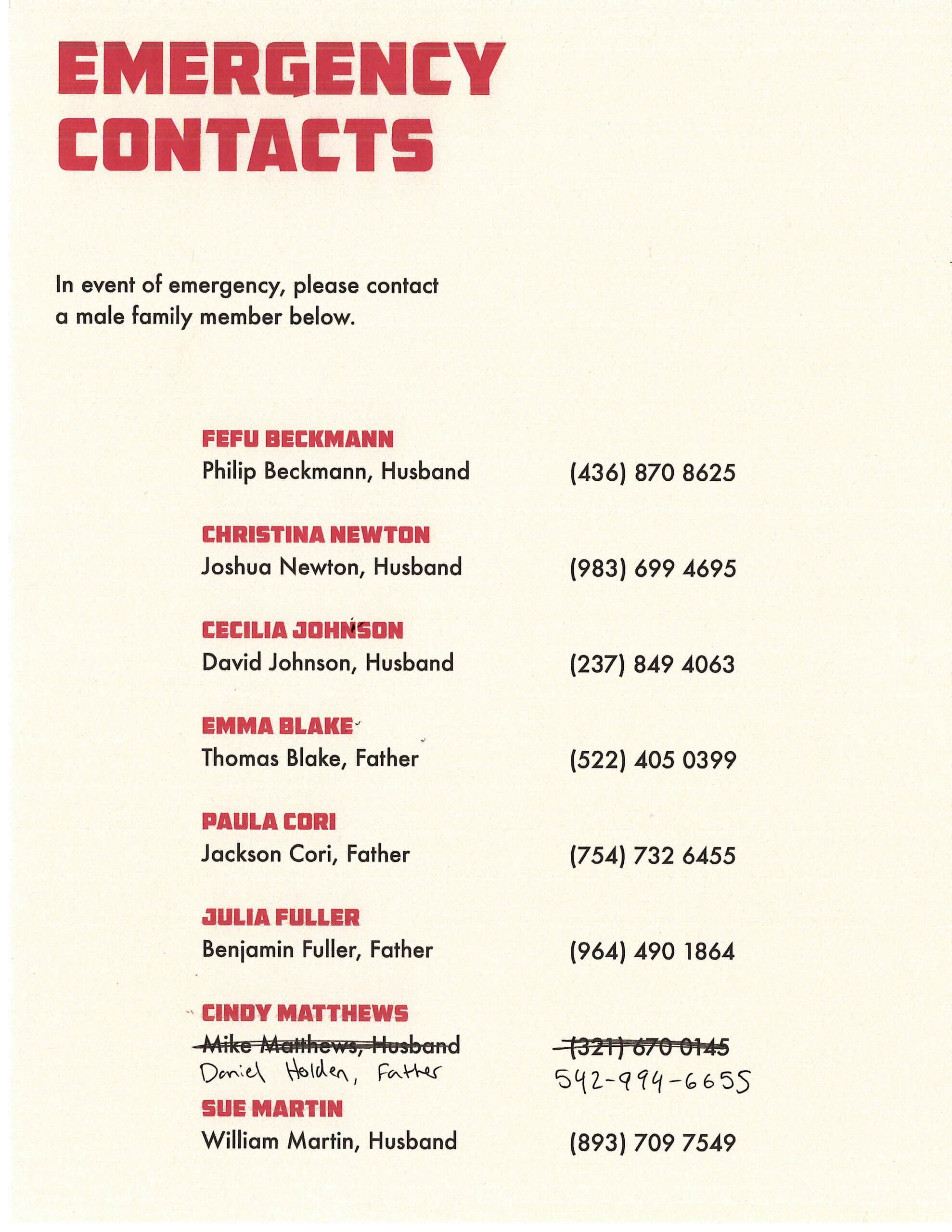 0212_Emergency Contact Sheet_Printed